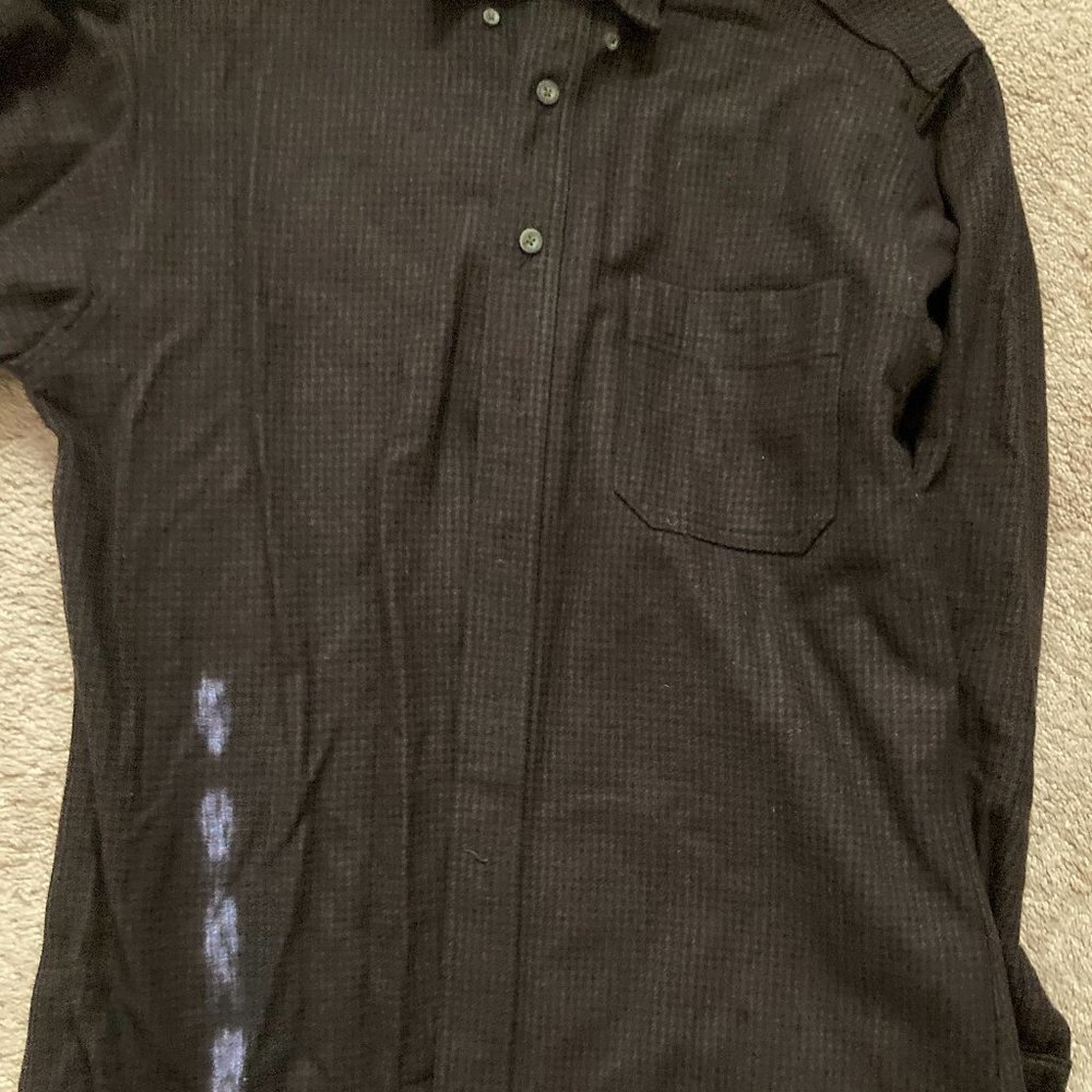Woolrich Black/Brown Herringbone 100% Wool Size M Shirt
